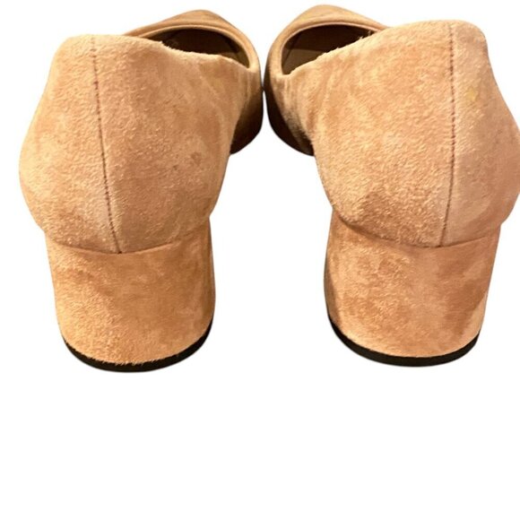 Aldo Hillers Suede 2" Block Heel Pointed Toe Pump Sz 7.5 Tan/Nude/Beige 320F - Picture 6 of 8